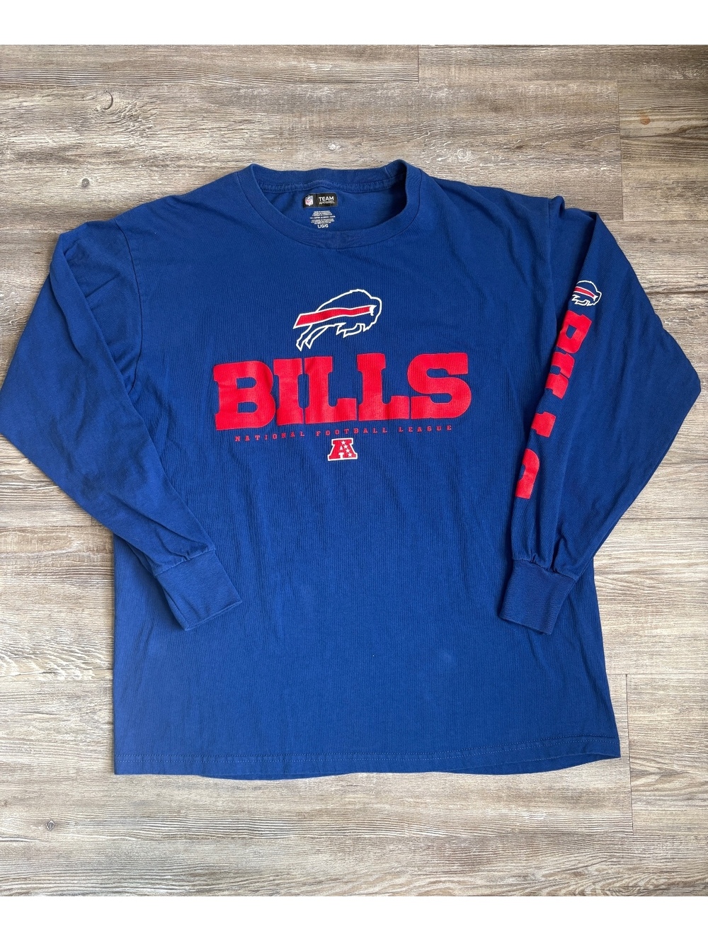 Buffalo Bills NFL Team Apparel Long Sleeve T-Shirt Size LG/G Blue Cotton